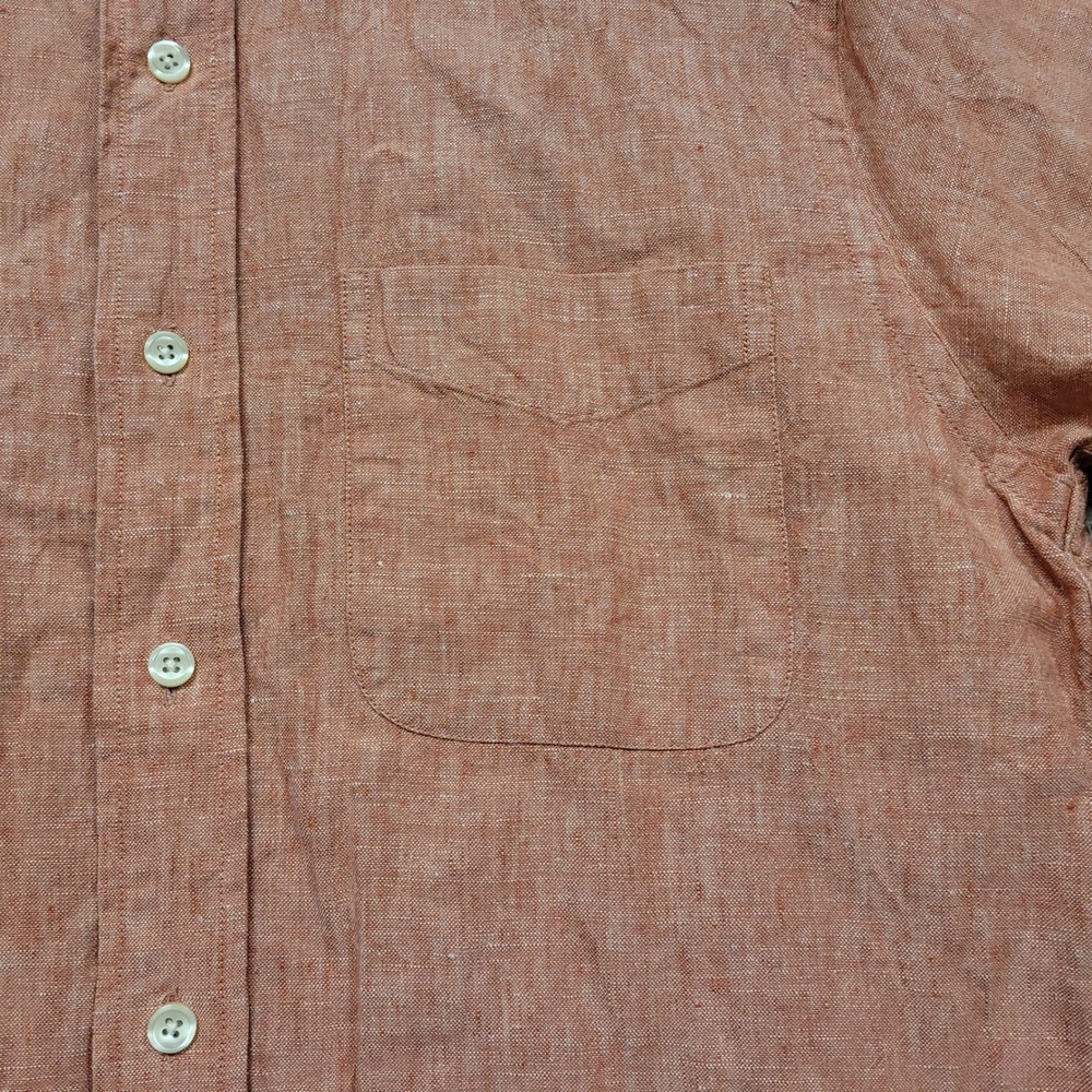 LL Bean Shirt Mens Small Red Linen Short Sleeve Button Down 0VV84 Outdoors - Picture 3 of 11